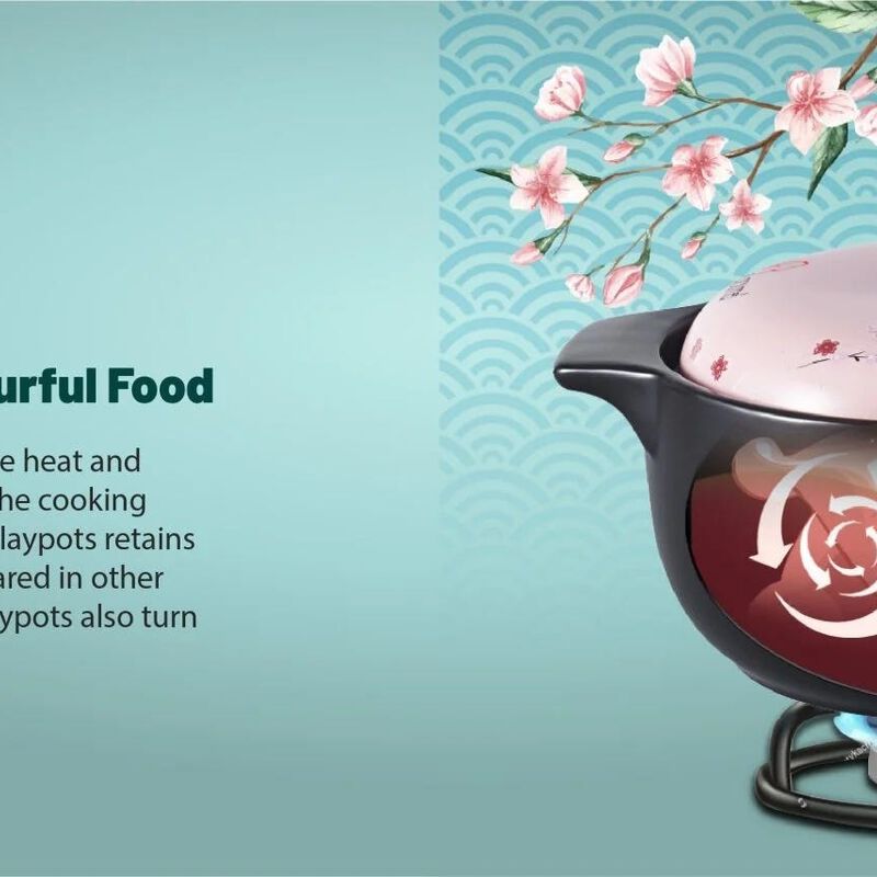 LA GOURMET Truly Oriental 4l Toughened Claypot &ndash; Blue/black LGTO403285-image 8