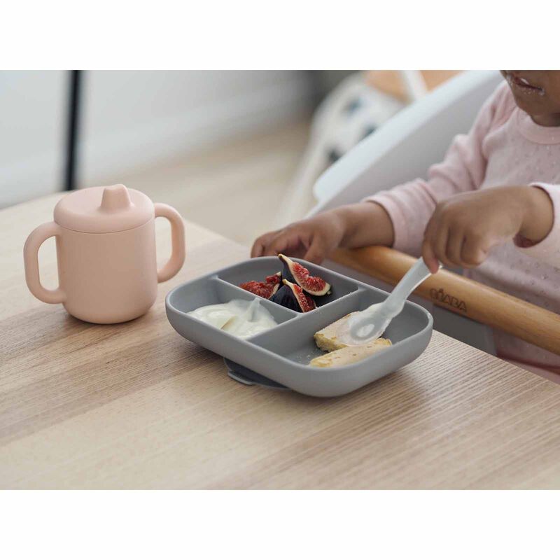 BEABA Learning Set - Pink/grey (online) SILICONE-image 2