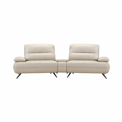 MUZE 3pcs Modular Set W Wireless Charging (fl) Cat13 Khaki Full Leather Sofa OLWEN