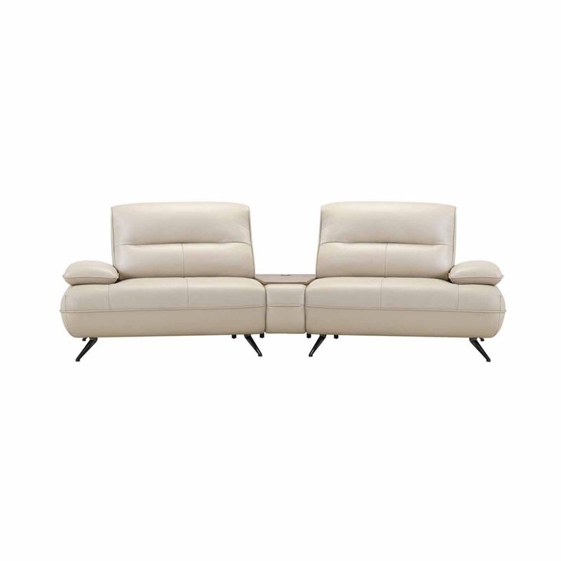 MUZE 3pcs Modular Set W Wireless Charging (fl) Cat13 Khaki Full Leather Sofa OLWEN-image 1