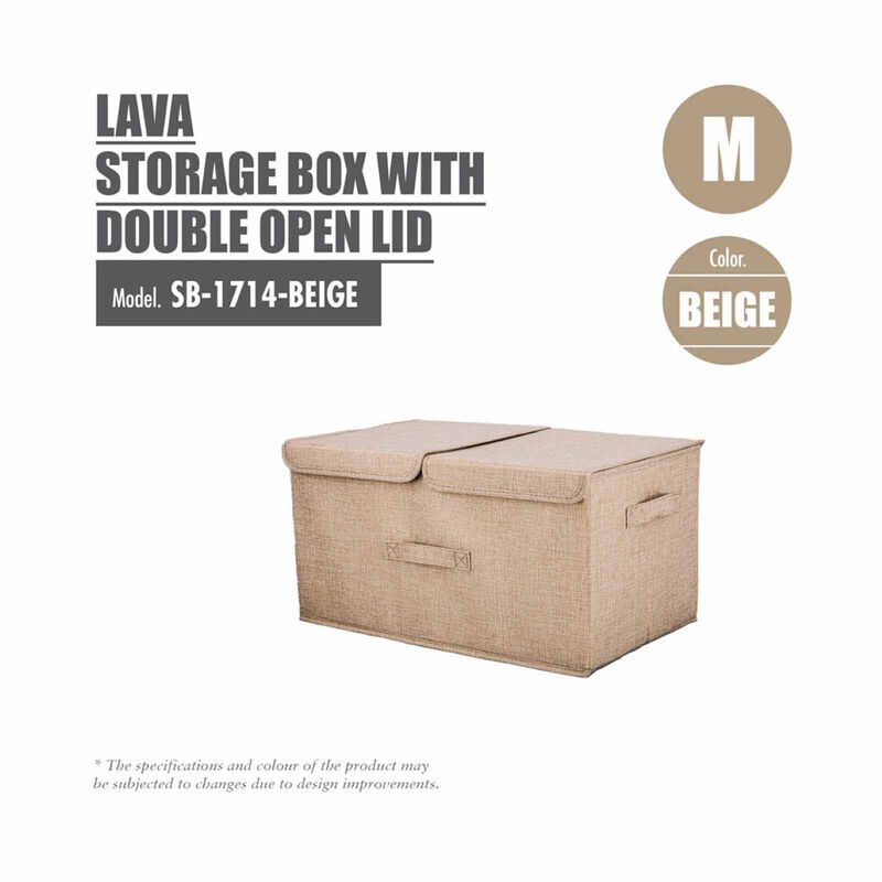 LAVA Storage Box With Double Open Lid (m) - Beige SB-1714-BEIGE-image 1