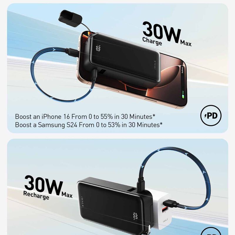 IWALK Macrogo 10000mah 30w Portable Charger With Stand Black UBM001-001A-image 4