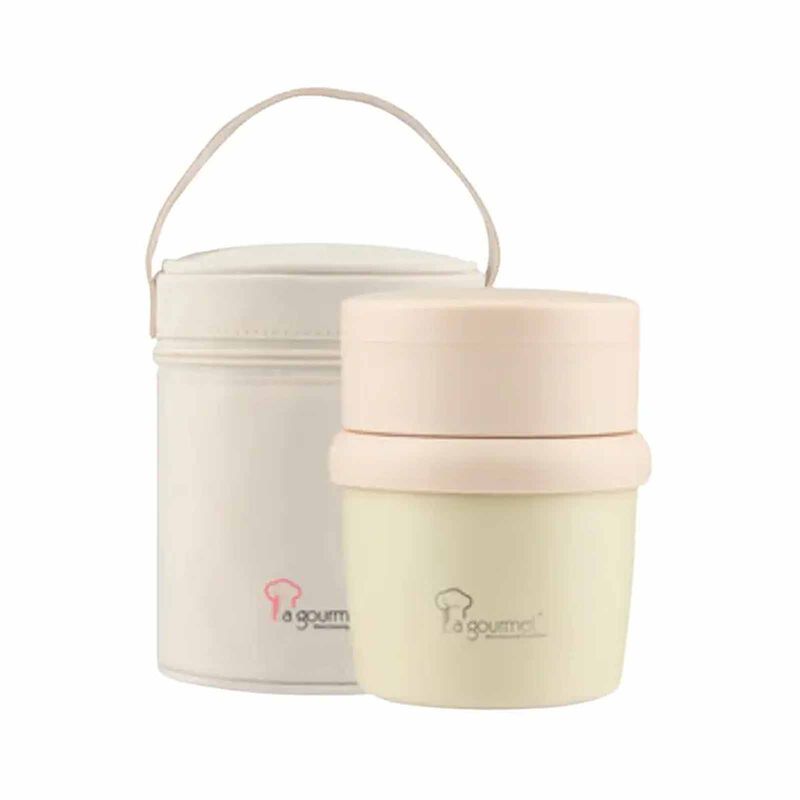 LA GOURMET Thermobliss 0.65l 2-tier Food Jar With Pouch Cream LGTBC435958-image null