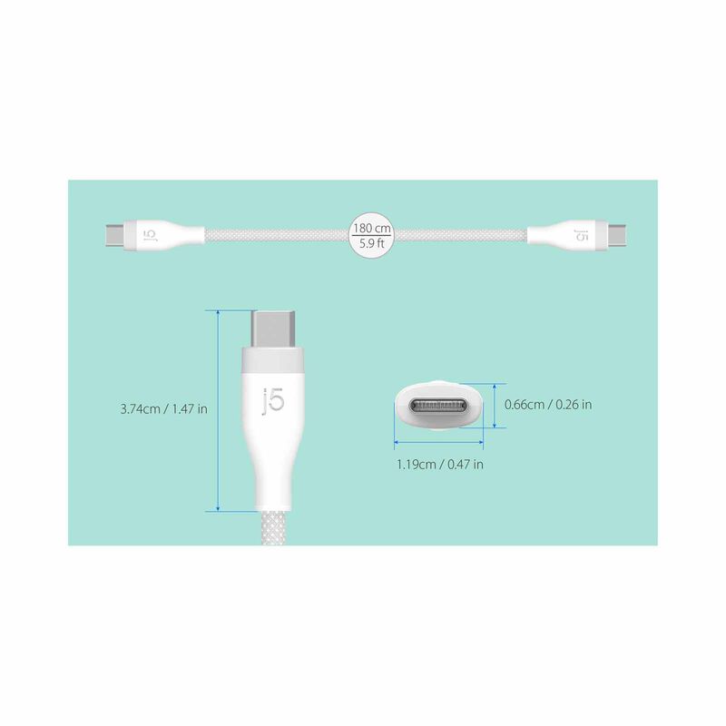 J5CREATE Usb-c 60w Ultra Soft Double-braided Fast Charging Cable (misty Rose) JUCX18L18R-image 4