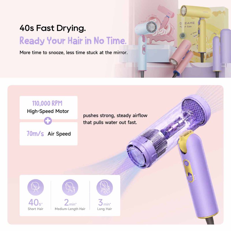 DREAME Pocket Cake High-speed Hair Dryer - Peach Mochi Pink DM-CKHPKET-PK-image 7