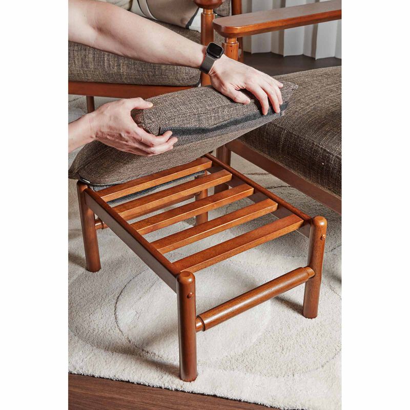 MUZE 1 Seater+ottoman Sofa (fab) Brown Fabric Sofa MERU-image 6