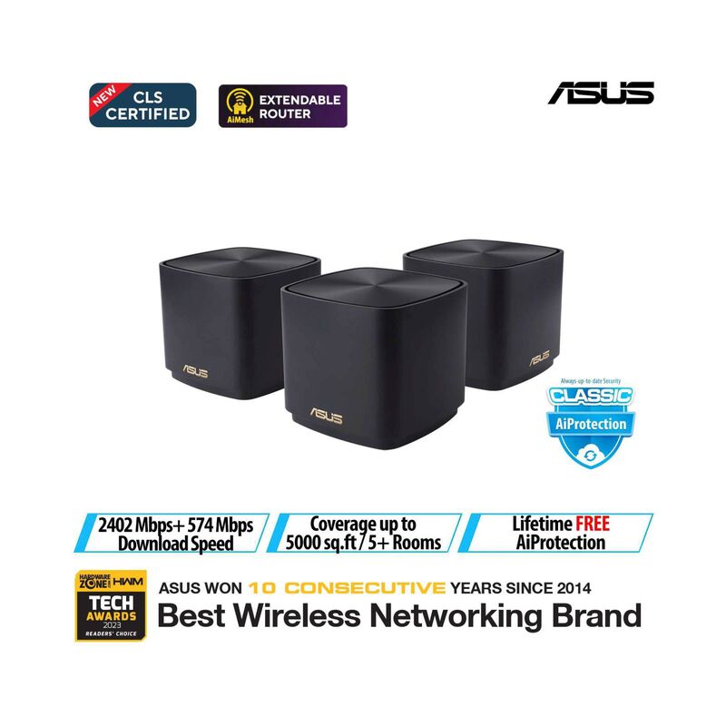 ASUS Ax3000 Dual-band Wifi6 Mesh System 3 Pack - Black XD5 B-3-PK-image 1
