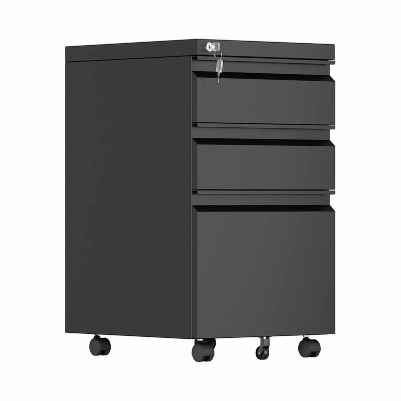STEELCRAFT Filex 3 Drawer Mobile Pedestal Cabinet Black 37 X 44 X 60 H Cm FILEX-image 1