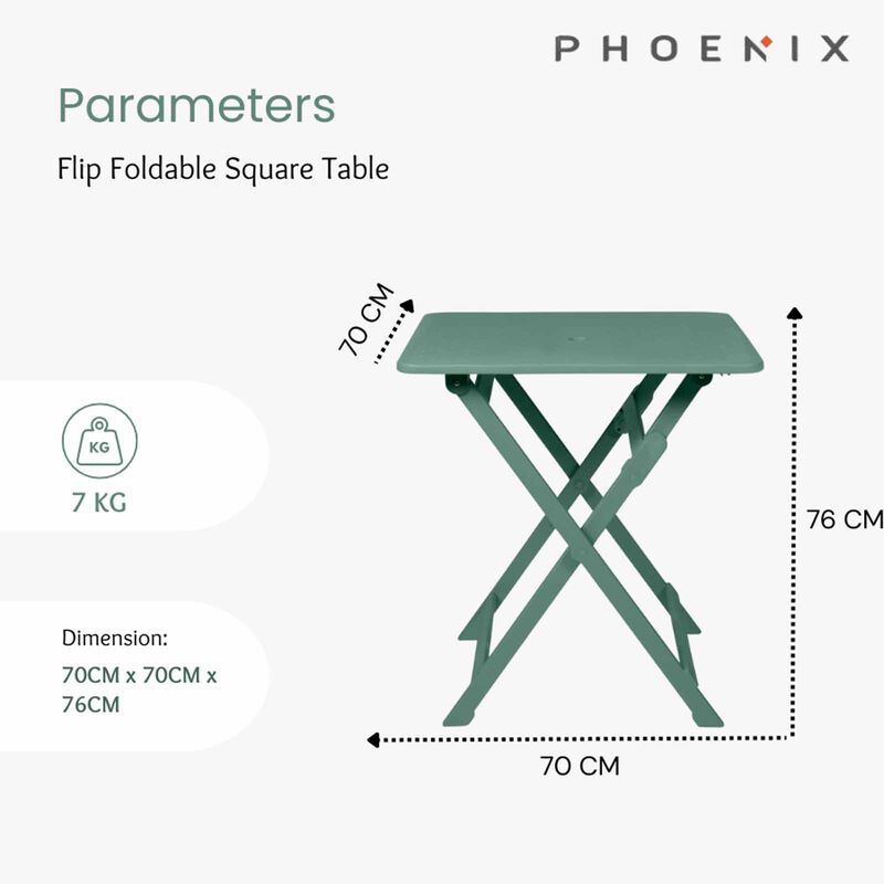 PHOENIX Flip Foldable Square Table Carrara White70 X 70 X 75.9 Cm FLIP-image 2