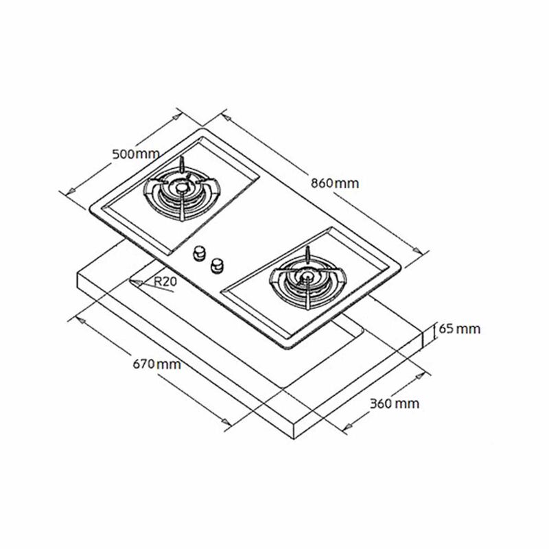 TECNO 90cm 2 Burners Gas Stainless Steel Hob (exclude Installation) SR 882SV-image 2