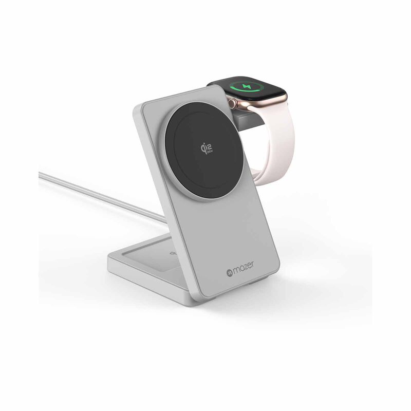 MAZER Qi2.2 25w Foldable 3in1 Total 35w Wireless Charging Stand-lightgrey M-MAGFOLD07-LG-image 5