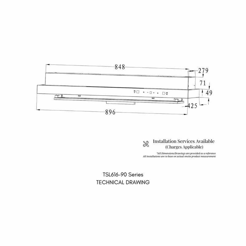TURBO 90cm Slim Range Hood (exclude Installation) TSL616-90BK-image 3