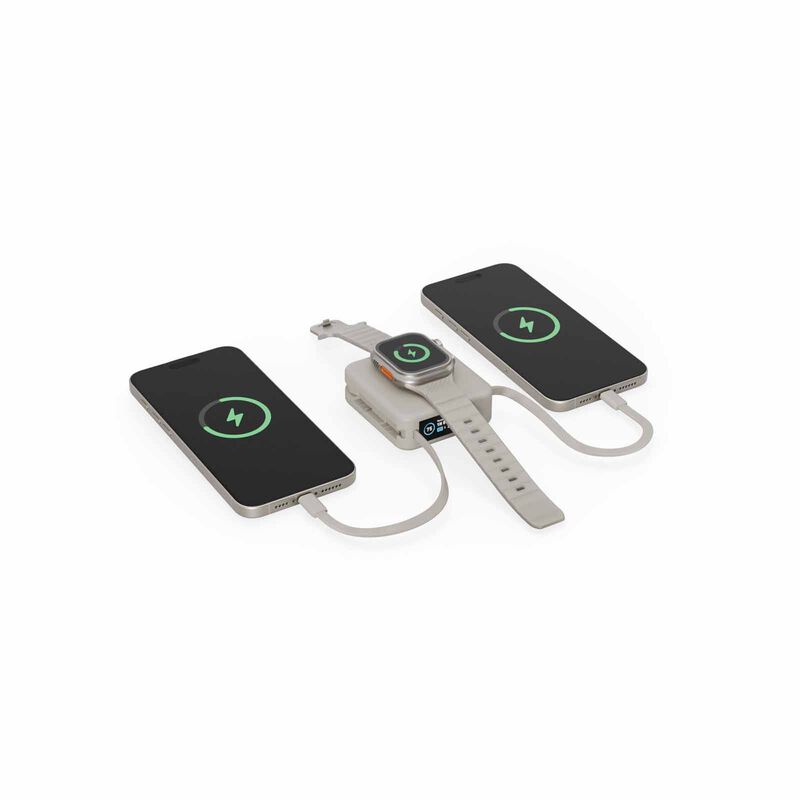 ENERGEA Magpac Mini Plus, 10000mah Magsafe Compatible Power Bank With Built-in C Cables & Display - Sand MP-MINIPLUS-SND-image 5