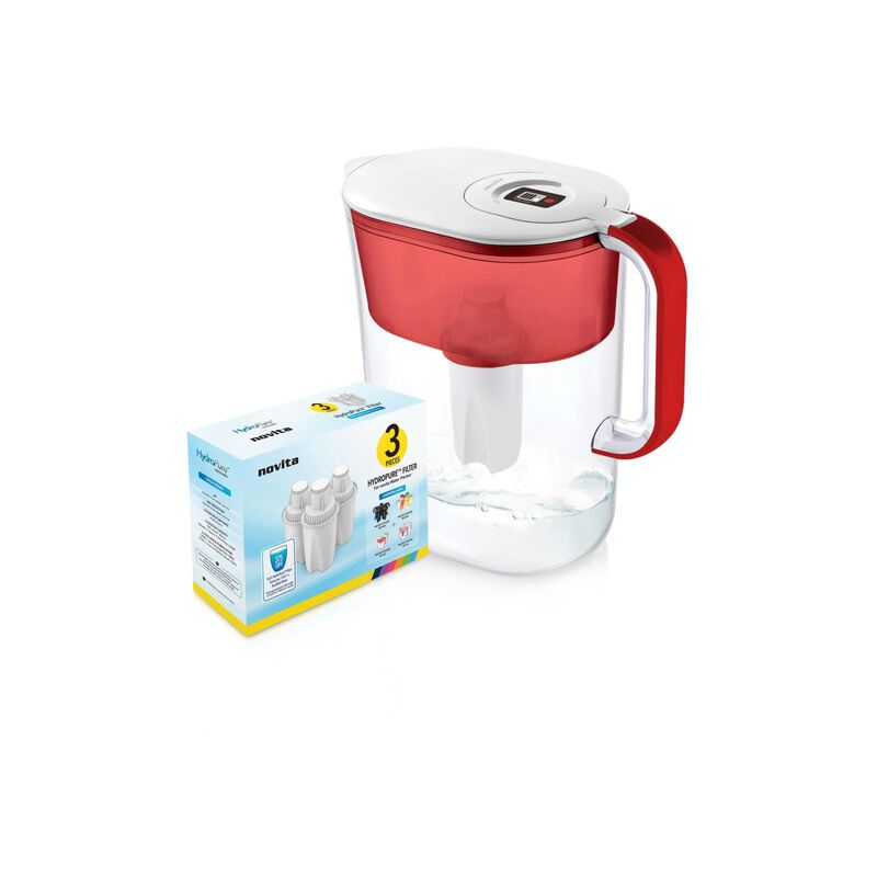 NOVITA Water Pitcher Red Hydropure + Filter Pack NP120R BUNDLE-image null
