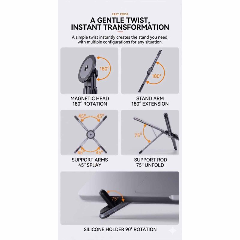 N.BRANDZ Nbrandz/n-magnetic Adjustable Foldable Aluminium Phone And Laptop Stand N-STAND005-image 6