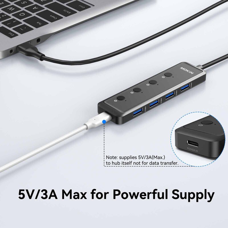 MOKIN 5 In 1 Usb A To 4*usb A3.0+usb-c Dc Hub MK-MOUC5708-image 5