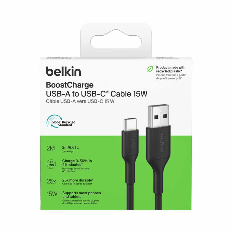 BELKIN Usb-a - Usb-c Cable 2.0, Pcr, 2m, Black CAB021FQ2MBK-image 4