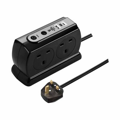 MASTERPLUG 4 Socket 2m Surge+switched Extension W Usb A+c SRGDSUAC2042PB