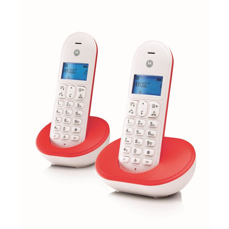 MOTOROLA Twin Dect Phone Black Or Cherry White T102-image 1