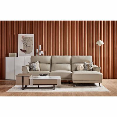 GERBRSI L Shaped Recliner (hl) Left Cat A Grey Half Leather Sofa FAYE