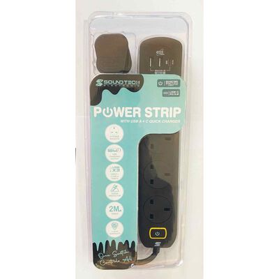 SOUNDTEOH Power Strip With Usb A + C Quick Charger MS-641/BLACK