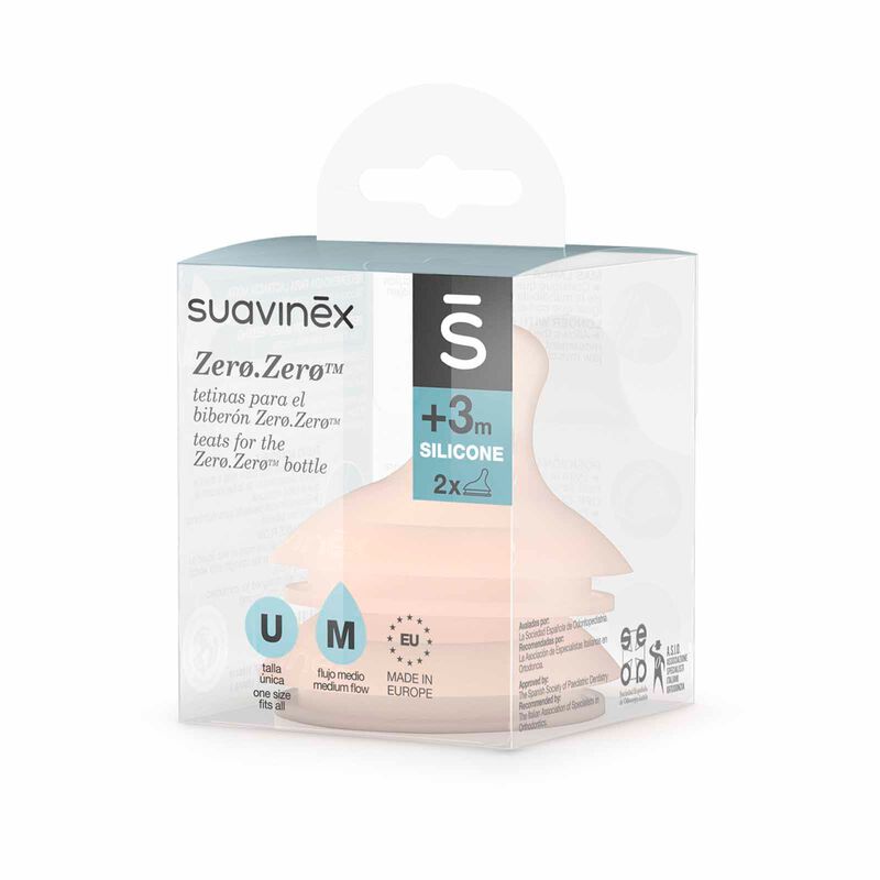 SUAVINEX Silicone Teat X 2 - Medium Flow 3m+ (online) ZERO ZERO-image 2
