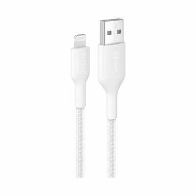 BELKIN Usb-a - Lightning Cable, Braided Pcr, 1m, White CAA020FQ1MWH