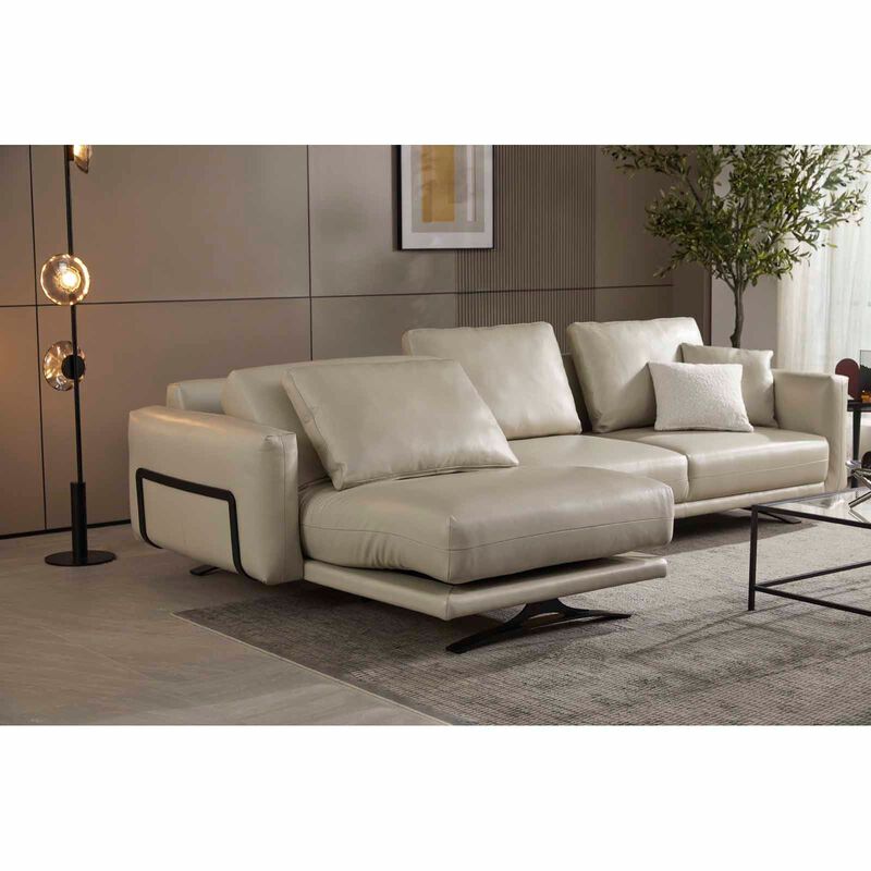 MUZE L Shaped-e Recliner (fl) Lt Pebble Full Leather Sofa ZELMIRA-image 7