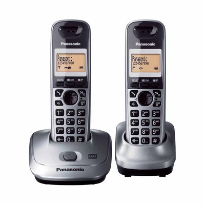 PANASONIC Twin Dect Phone Handfree Speaker Phone KX-TG2512CXM - (METALLIC GRAY)