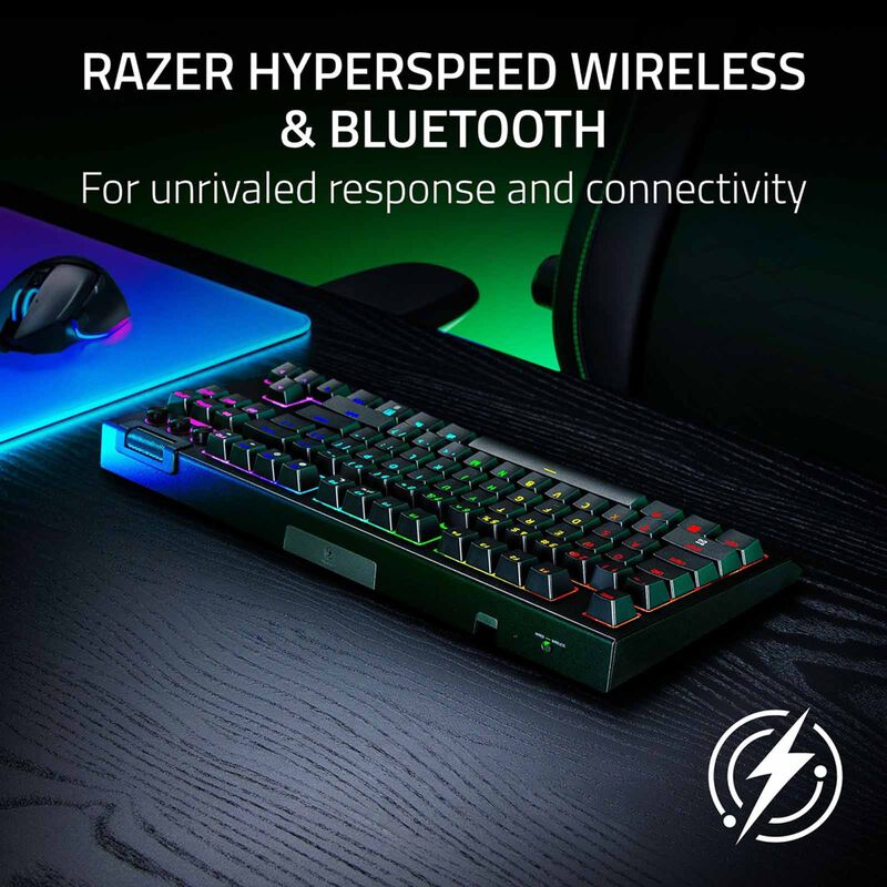 RAZER Blackwidow V4 Tenkeyless Hyperspeed - Hot-swappable Wireless Mechanical Gaming Keyboard (orange Tact RZ03-05480100-R3M1-image 4