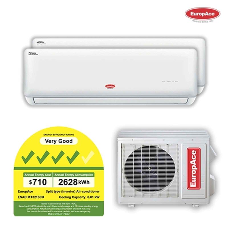 EUROPACE Inverter Sys 3 Aircon +install (4 Ticks) ESACMT3213CU/ESACF09QFC X3-image null