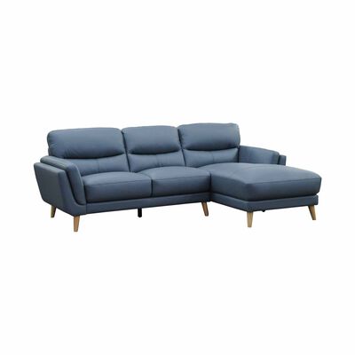 SOLOTTI L Shaped (hl) Right Blue Half Leather Sofa KESSE