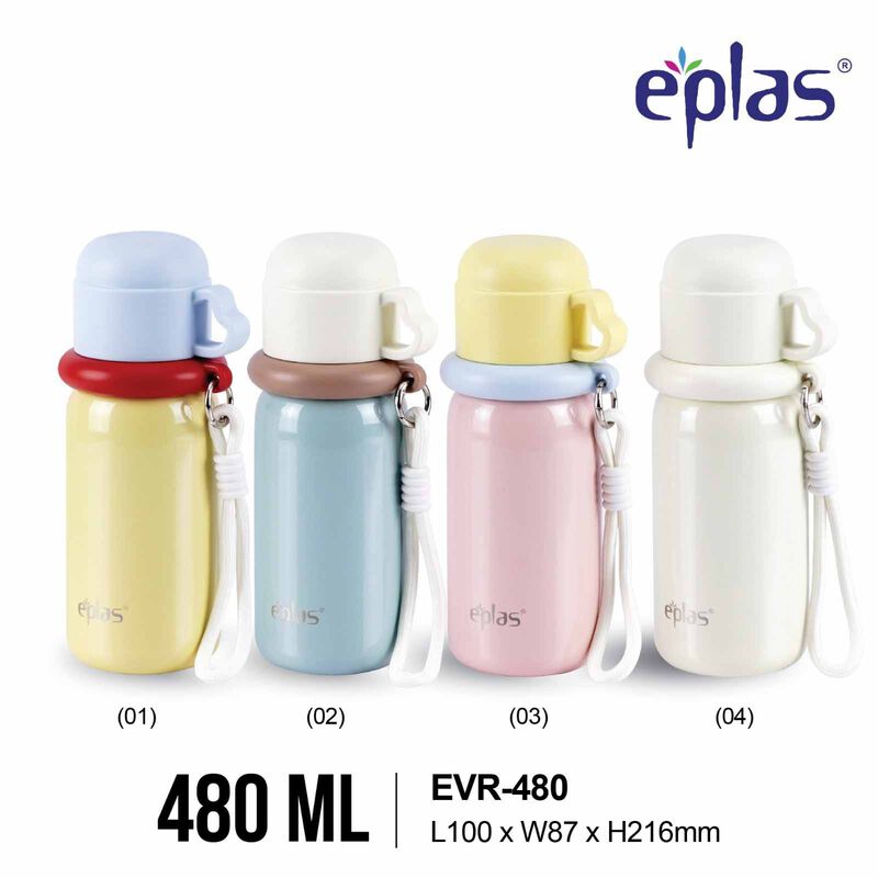 EPLAS Eplas Evr-480 (480ml) Marcaron Handy Thermal Bottle W Straw & Cup - Pink EVR-480-image 2