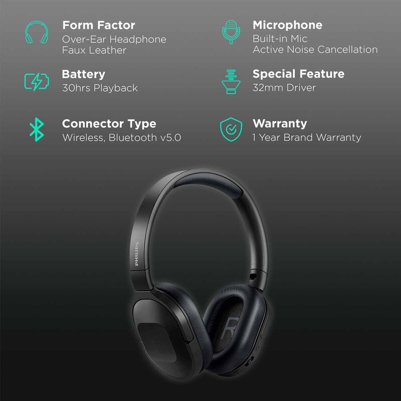 PHILIPS Wireless Headphone Black TAH6506BK/00-image 8