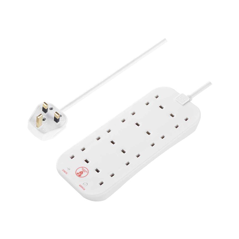 MASTERPLUG 13a 8 Socket Surge 2m Wh SRG82N-image 1