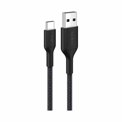 BELKIN Usb-a - Usb-c Cable 2.0, Braided Pcr, 3m, Black CAB022FQ3MBK
