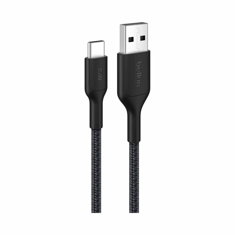 BELKIN Usb-a - Usb-c Cable 2.0, Braided Pcr, 3m, Black CAB022FQ3MBK-image 1