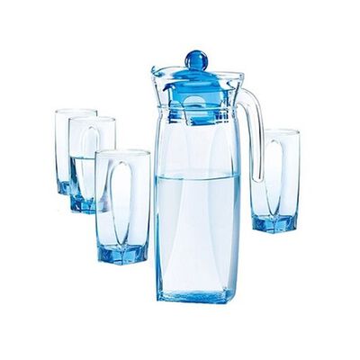 LUMINARC 5pc Jug Set Flame 1l3 Slid Color Ice Blue L5558