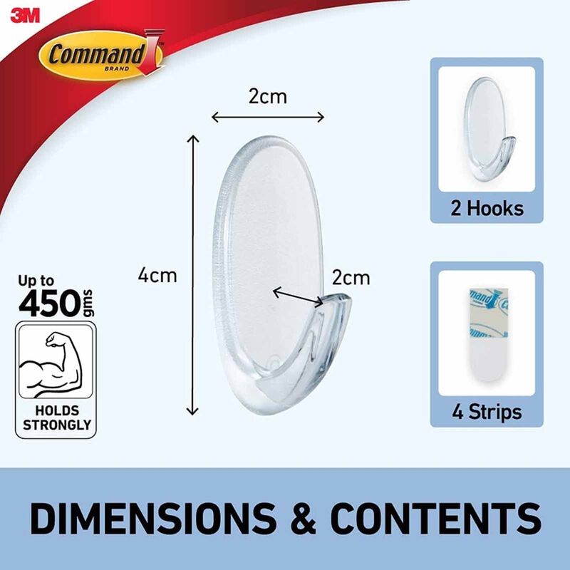 3M COMMAND Small Hooks 2hooks 4strips 17092CLR-image 2