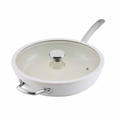 CIRCULON Halo With Laserdefense Ceramic Nonstick 30.4cm Frypan With Helper Handle - Pearl White 16153
