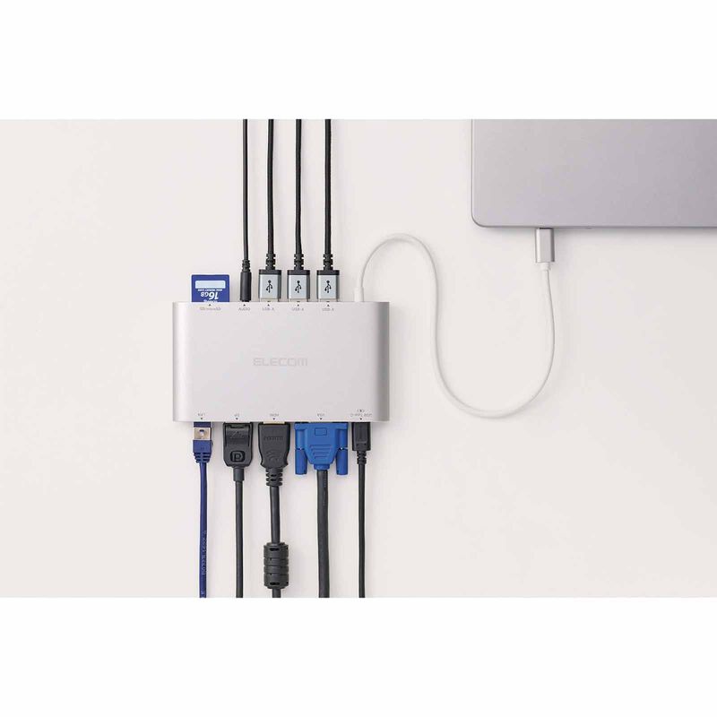 ELECOM 11 In 1 Docking Station Hdmi/dp/vga/3x Usb3.2(gen 1)/lan Port/sd & Micro Sd Pd100w DST-C28SV-image 4