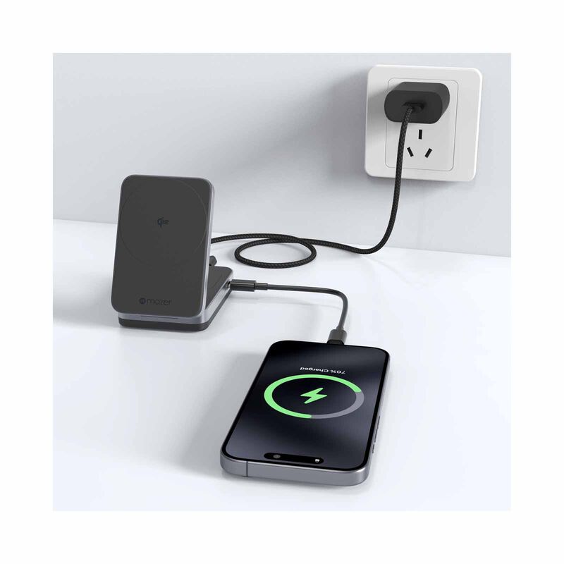 MAZER Qi2 Certified 32w Wireless Foldable 2in1+usb-c Pd12w Output Charger - Black M-QI2-MAGFOLD02-BK-image 11