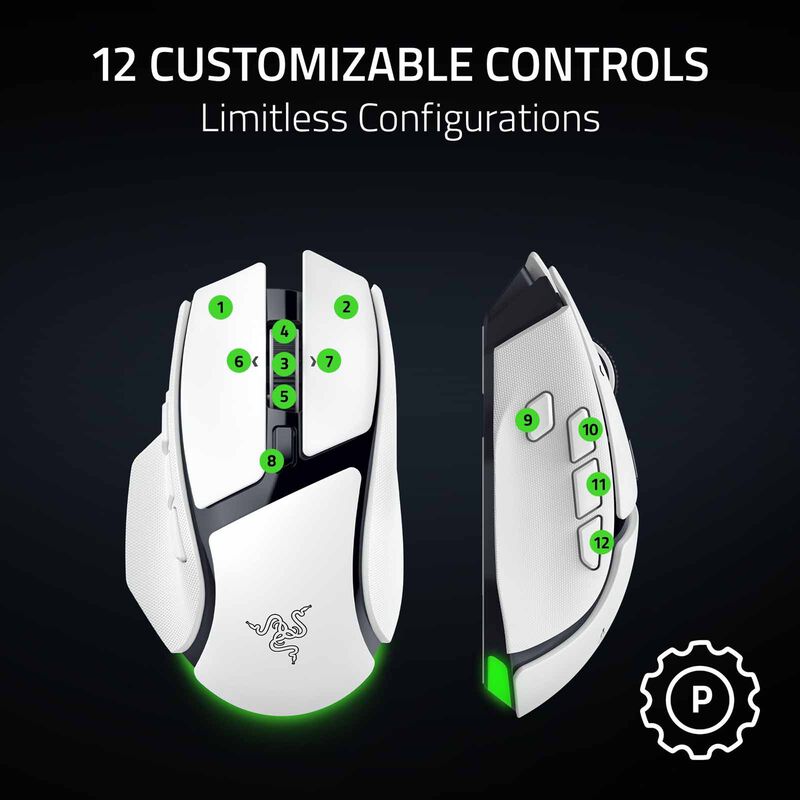 RAZER Basilisk V4 Hyperspeed - Ergonomic Wireless Gaming Mouse - White Edition RZ01-05680200-R3M1-image 8