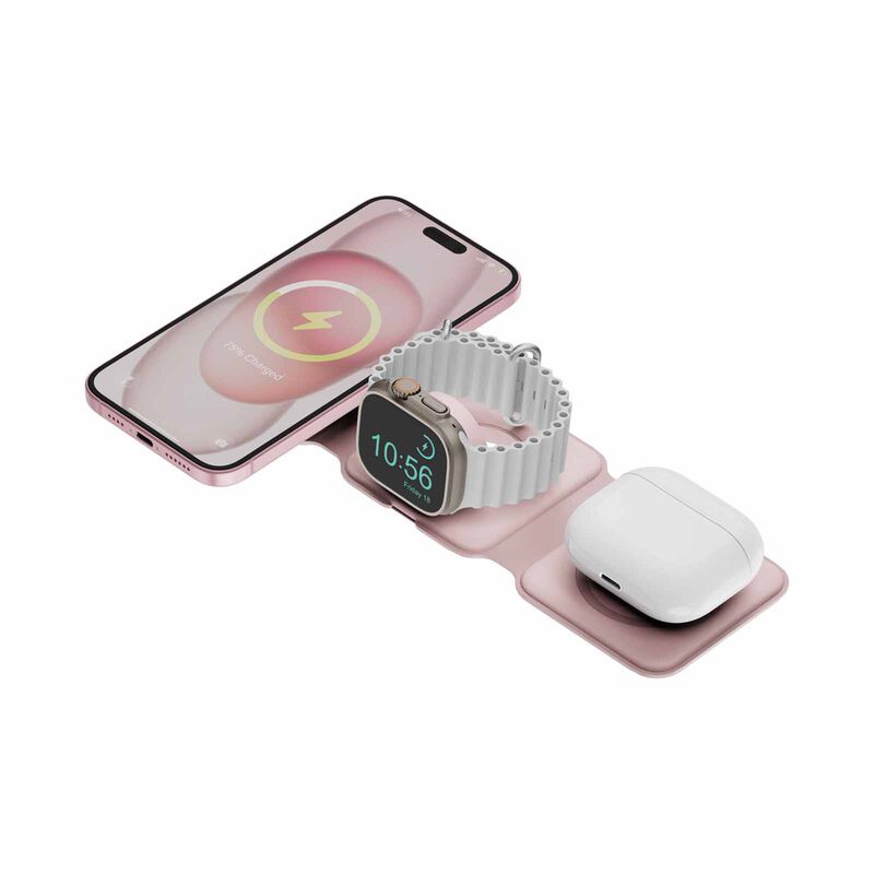 BAZIC Gomag Trio Plus, 3in1 Elevated Foldable Magnetic Wireless Charger 15w Iphone/watch/airpods - Pink GM-TRIOPLUS-PNK-image 5
