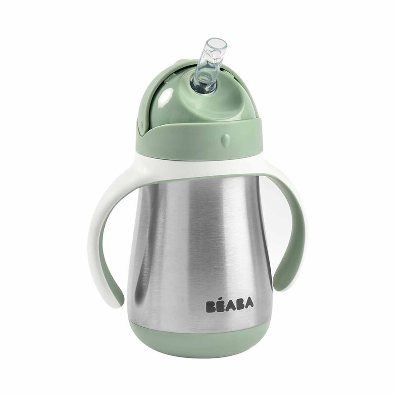 BEABA Straw Cup 250ml - Sage Green (online) STAINLESS STEEL-image 1
