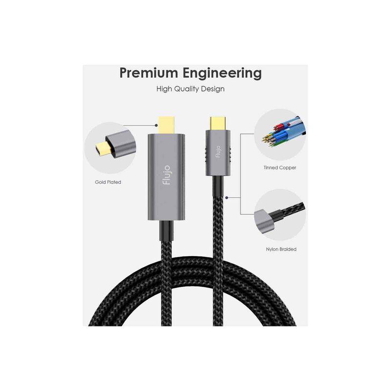 FLUJO Usb C To Mini Display Port Cable Silver FJ-X-31-S-image 5