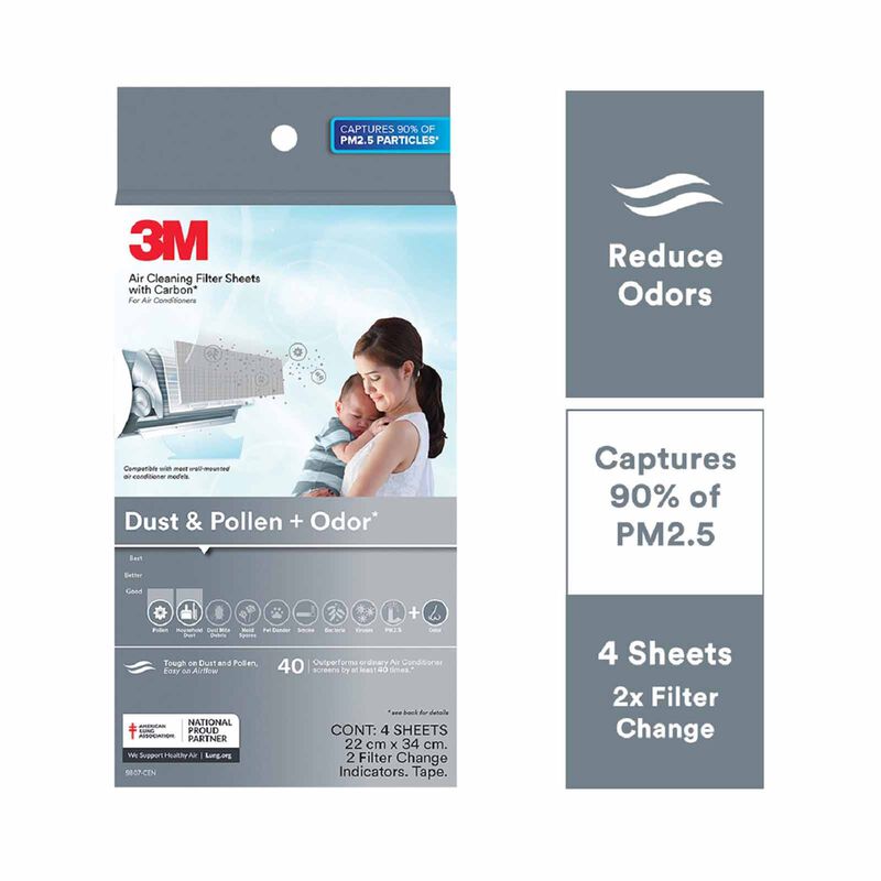 3M Aircon Filter 4pcs 22x34cm For Dust Pollen & Odour 9807-CEN-image 5
