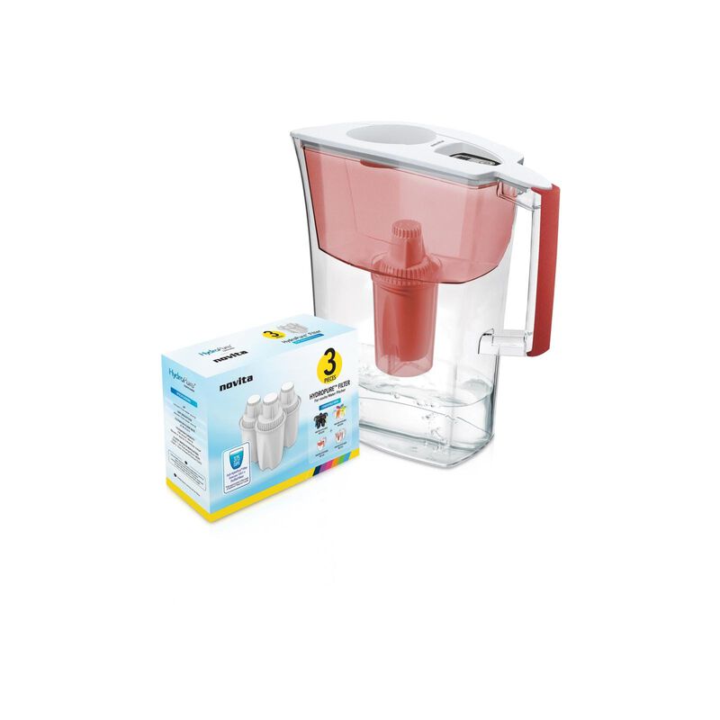 NOVITA Water Pitcher Red Hydropure & Filter Pack NP110R BUNDLE-image null