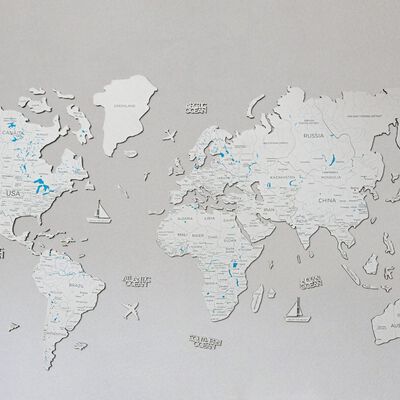 2d Wooden World Map White M ENJOY THE WOOD