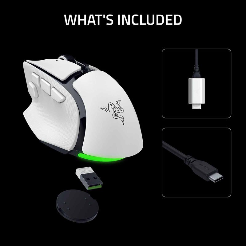 RAZER Basilisk V4 Hyperspeed - Ergonomic Wireless Gaming Mouse - White Edition RZ01-05680200-R3M1-image 11